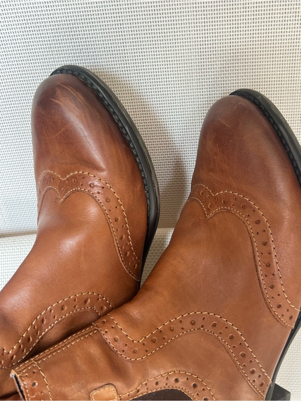 Remonte Brown Leather Brogue Chelsea Ankle Boots EU 38 US Size 8 (snug 8) - Picture 4 of 12